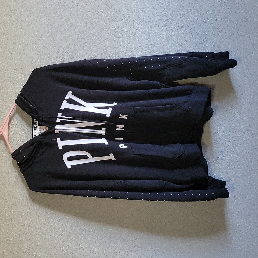 PINK rhinestone hooded sweatshirt